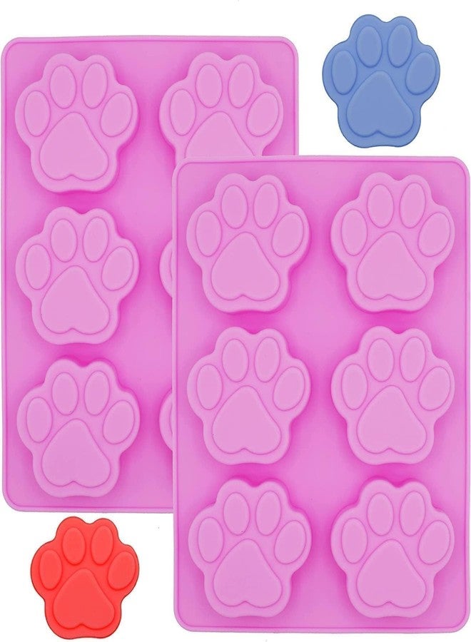 BAMUTU 2 Pack Paw Silicone Mold Set 6 Cavity Cat & Dog Paw Chocolate Candy Mold, Non-Stick Ice Cube Tray for Homemade Dog Treats, Cookies, Baking (Pet-Themed) - Image 1