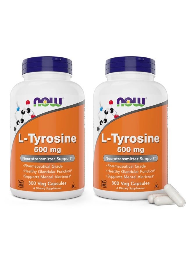 now L-Tyrosine 500mg, 300 Capsules (Pack of 2) - Non GMO Supplement - 500 mg Caps - Free Form Ltyrosine - Image 1