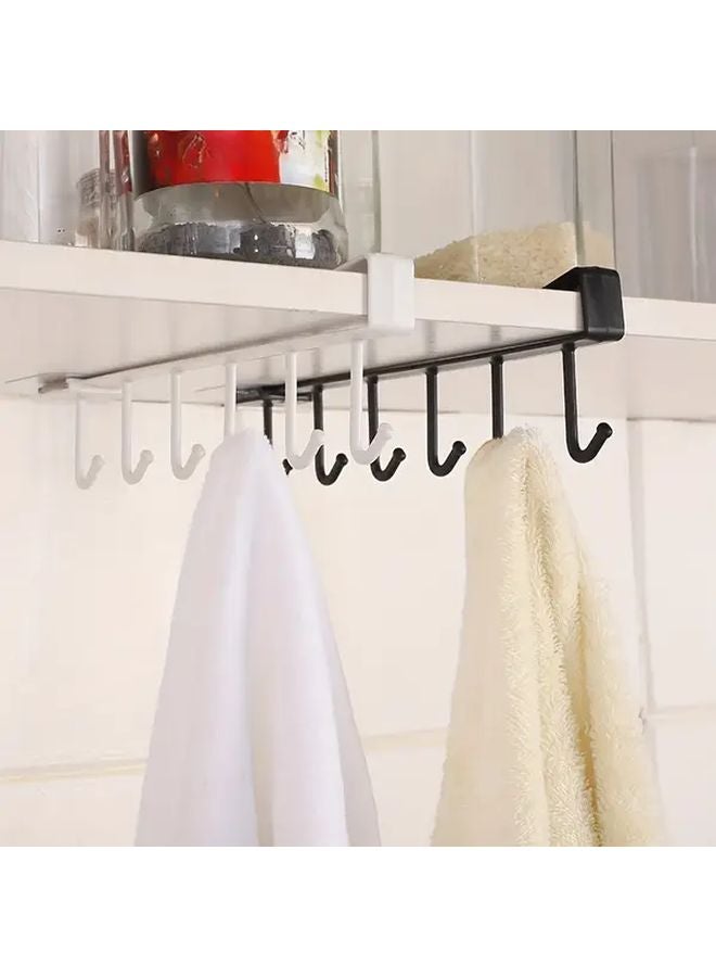 Black 6 Hook Multifunctional Kitchen Storage Rack Wall Mounted Cup Utensil Holder - Image 3