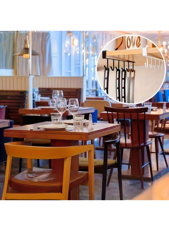 Black 6 Hook Multifunctional Kitchen Storage Rack Wall Mounted Cup Utensil Holder - Image 4