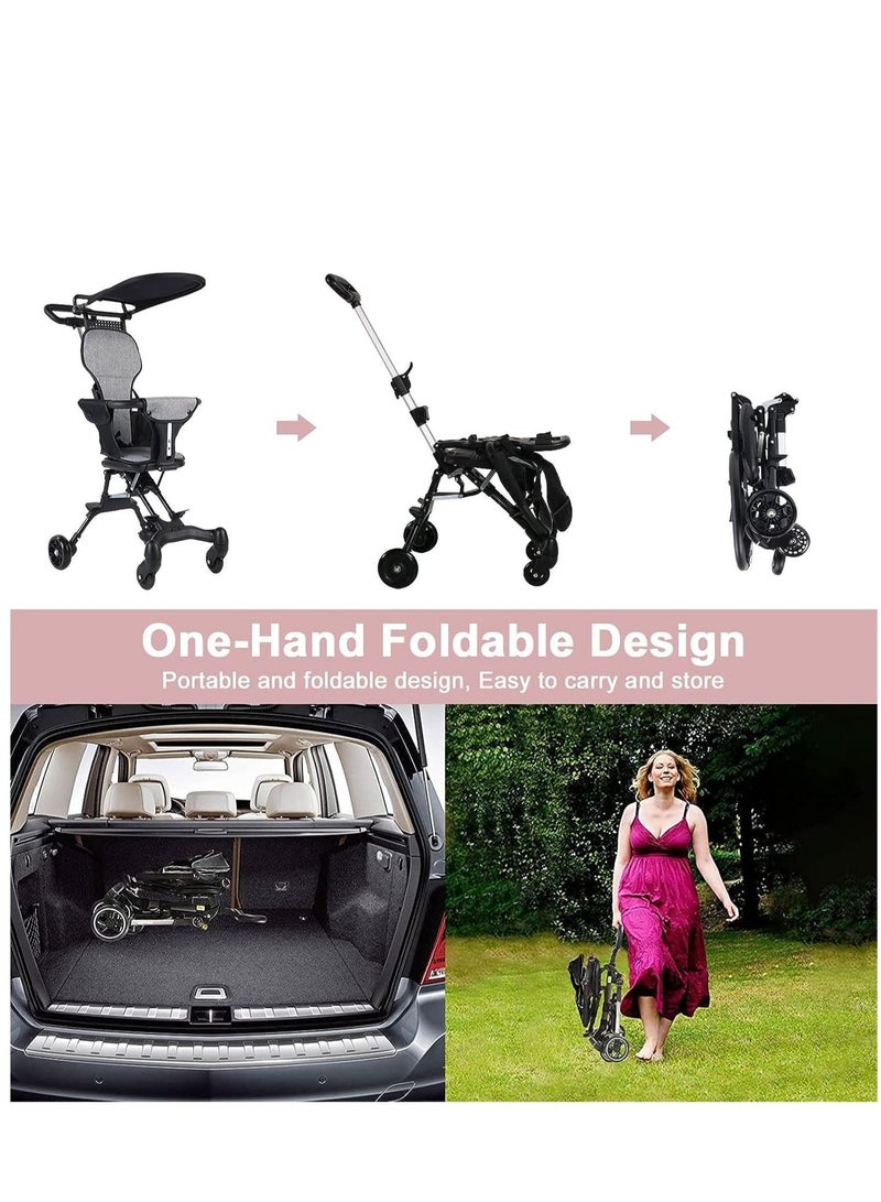 والالا عربة أطفال قابلة للطي وخفيفة الوزن وخفيفة الوزن وعربة أطفال وعربة أطفال وعربة طائرة وعربة سفر مزودة بعجلة 360 درجة ومظلة صن شاين ووسادة ودفع باتجاهين - Image 2