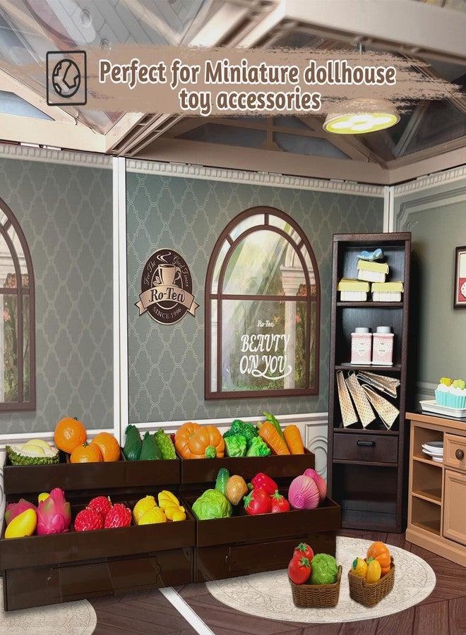 Kimo 180Pcs Mini Shopping Cart Playset - Pretend Grocery Dollhouse Accessories Toys with Miniature Cash Register, 2 Fruit-Veggie Stands, 3 Shelves, 100+ Play Food - Educational Role Play Toys for Toddlers - Image 4