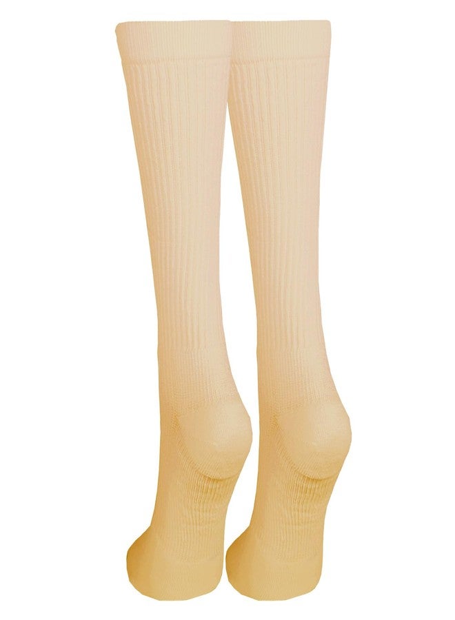 NuVein 15-20 mmHg Medical Compression Socks, Mid Calf Crew Length, Padded Cushion Foot, Tan, Large - Image 4