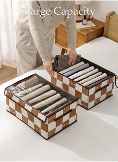 DUNISO 3PCS Wardrobe Clothes Organizer with Portable Handle Dust Cover Large Capacity Closet Storage Organizer for Clothes Jeans Washable Closet Storage Boxes Cube Storage Bin for Home Bedroom Office  - Image 5