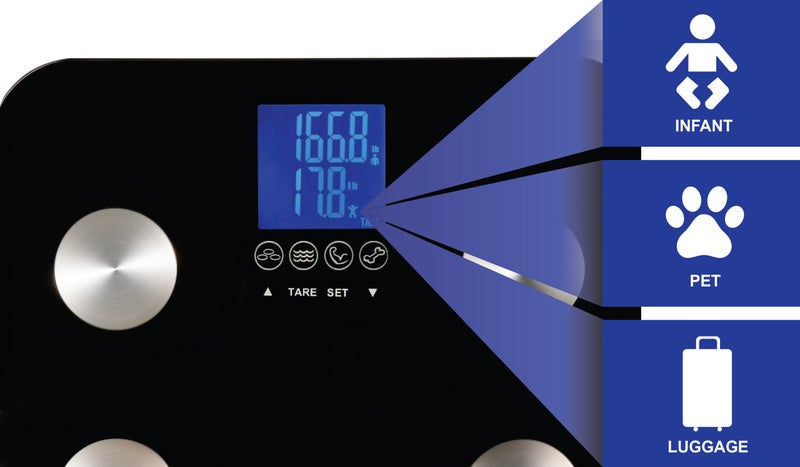Ozeri Touch 440 lbs Total Body Weight Scale (Body Fat, Muscle, Bone, Weight & Hydration), Auto Recognition Bath Scale with Infant Tare - Image 2