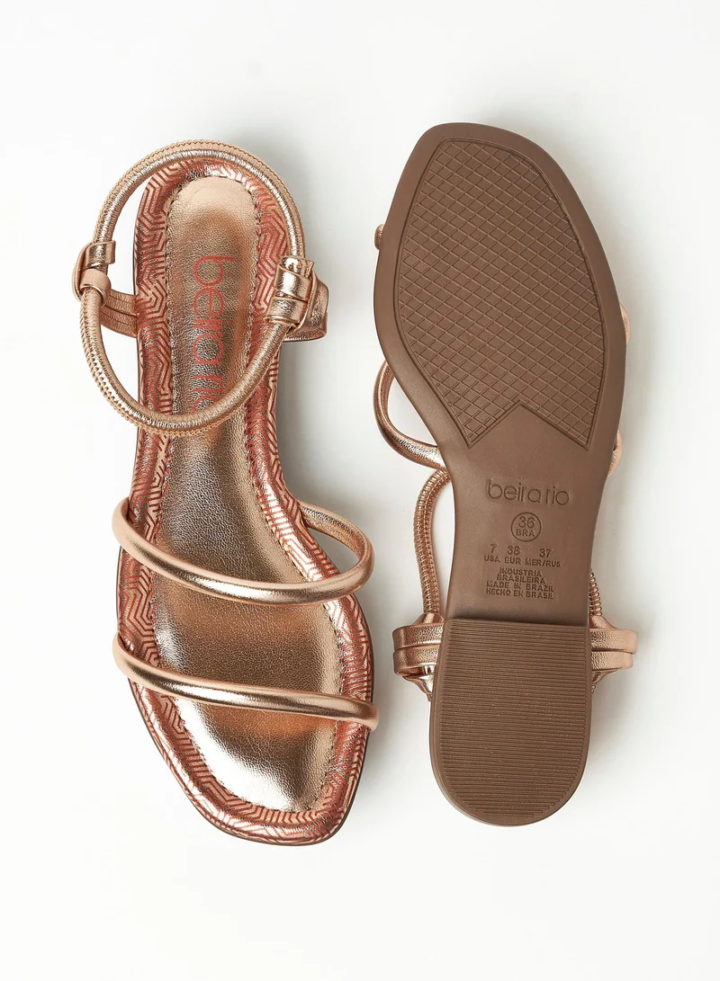Beira Rio Gold Charley Ankle Strap Sandals for Women | Best Price UAE