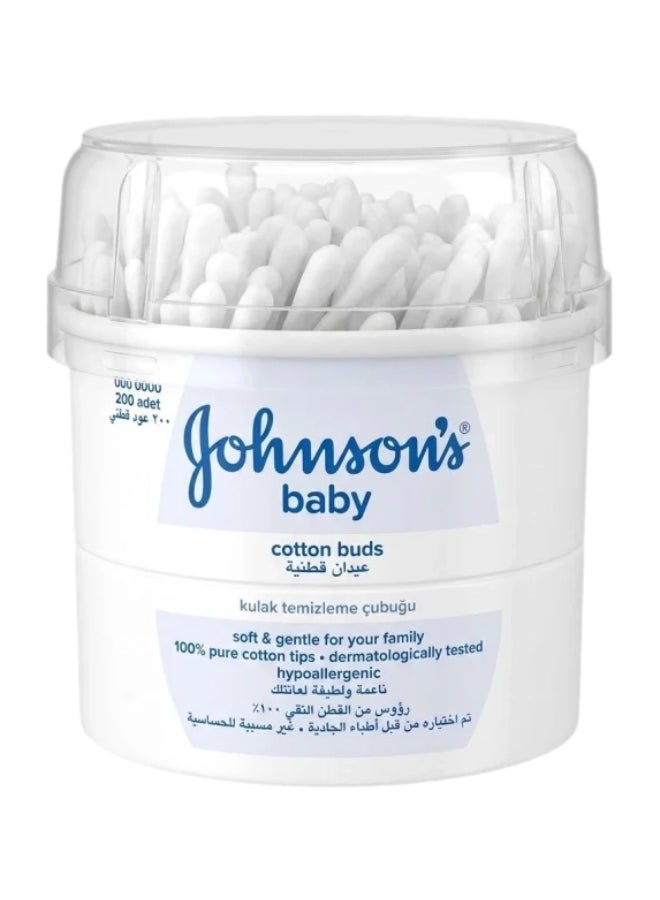 Johnson's 200-Piece Baby Cotton Buds Soft And Gentle Naturally Absorbant With Pure Cotton Tips - Image 1