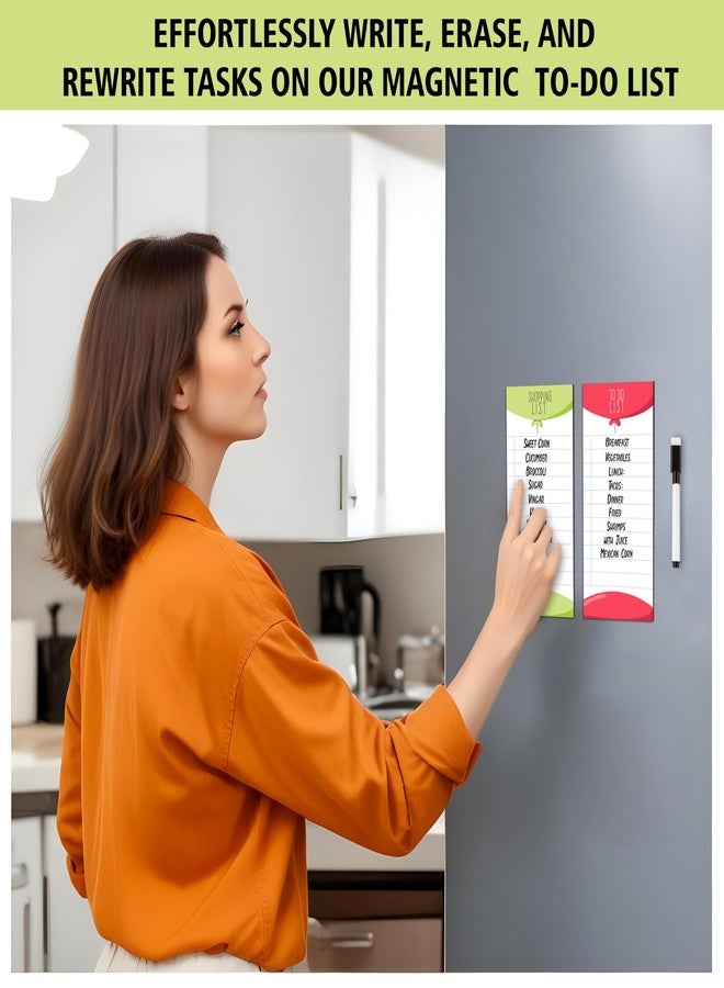 Rousrie Plastic Shopping List and to Do List Fridge Magnet Board Combo with Dry Erase Marker Pen | Unlimited Usage and Rewritable Magnetic Technology - Image 2