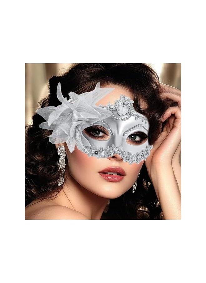 The Bros Masquerade Mask for Women, Lace Venetian Masks Flower Party Prom for Costume Party Ball Prom Mardi Gras Halloween Wall Decoration  - Image 4