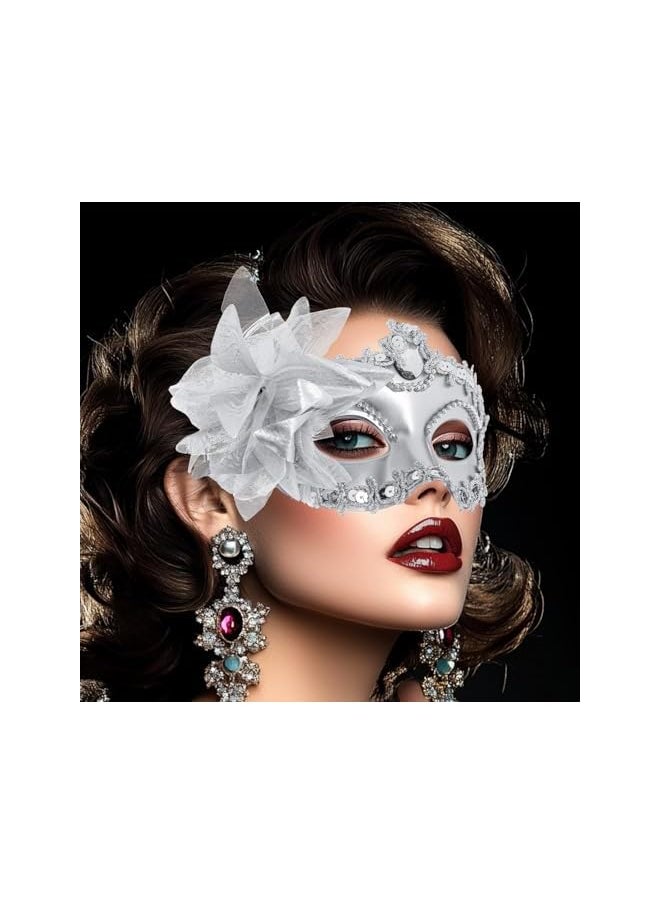 The Bros Masquerade Mask for Women, Lace Venetian Masks Flower Party Prom for Costume Party Ball Prom Mardi Gras Halloween Wall Decoration  - Image 2