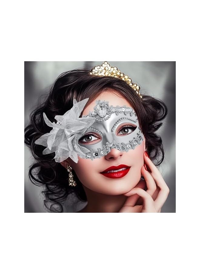 The Bros Masquerade Mask for Women, Lace Venetian Masks Flower Party Prom for Costume Party Ball Prom Mardi Gras Halloween Wall Decoration  - Image 5