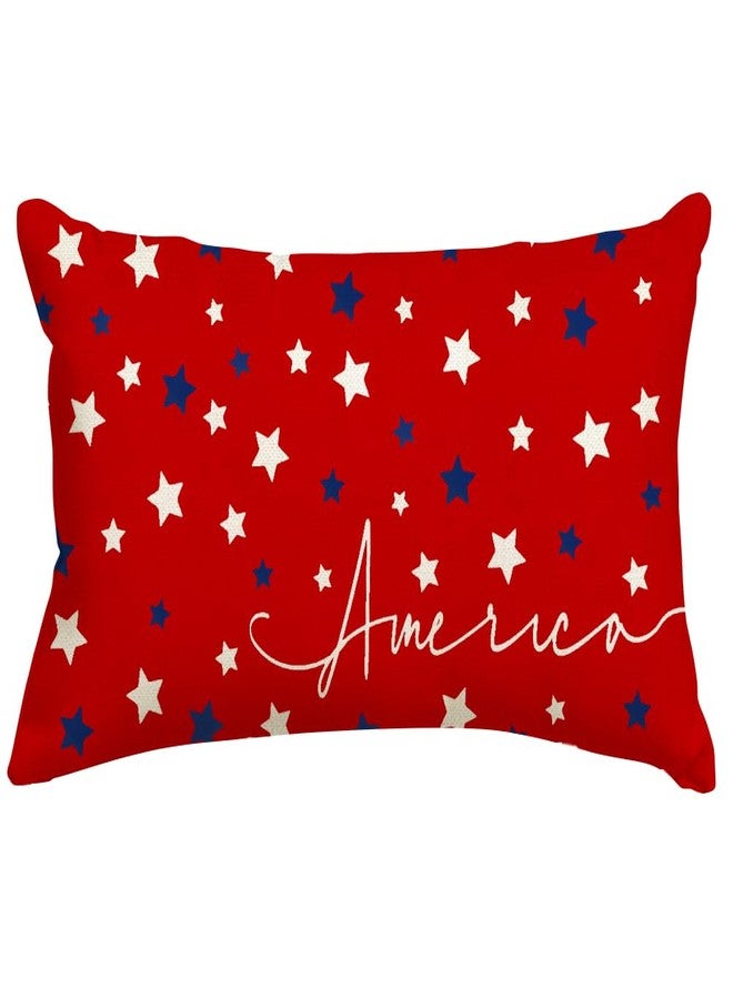 RABUSOFA 4th of July Patriotic Pillow Covers 12 x 20 Inch,Fourth of July Decorations-Independence America Stars Cushion Case for Sofa Couch Red White and Blue - Image 1