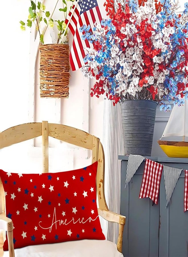 RABUSOFA 4th of July Patriotic Pillow Covers 12 x 20 Inch,Fourth of July Decorations-Independence America Stars Cushion Case for Sofa Couch Red White and Blue - Image 4