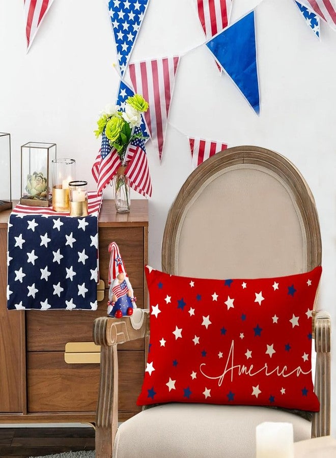 RABUSOFA 4th of July Patriotic Pillow Covers 12 x 20 Inch,Fourth of July Decorations-Independence America Stars Cushion Case for Sofa Couch Red White and Blue - Image 2