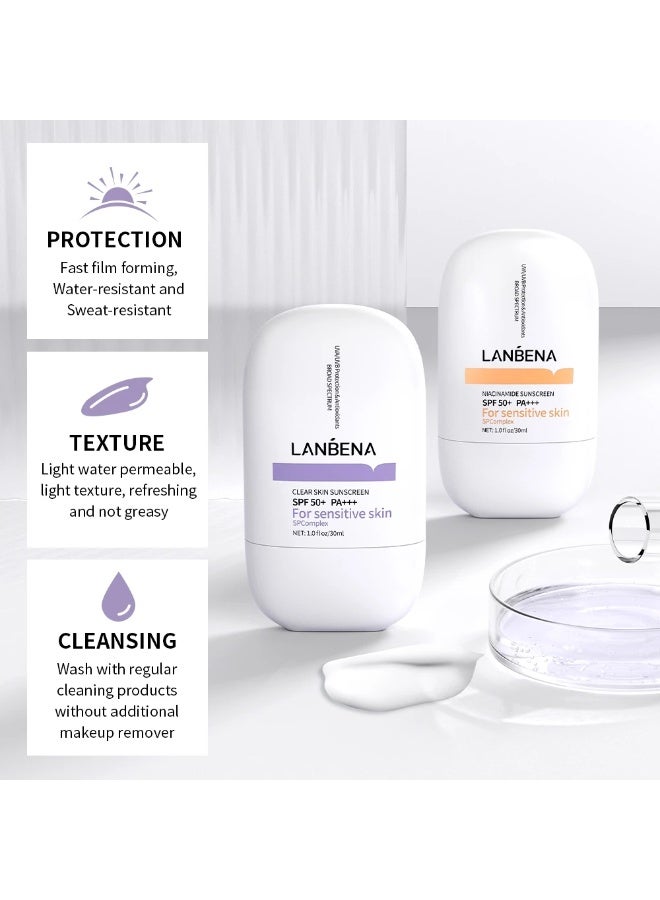 LANBENA Niacinamide Sunscreen SPF 50+ PA+++ 30ml NAM Whitening with Refreshing Repair Facial UV Protection Sunscreen - Image 3