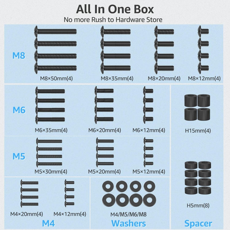 MOUNTUP Universal TV Mounting Hardware Kit Fits Most LED LCD OLED 4K TVs, Includes M4 M5 M6 M8 TV Screws, Spacers, Washers for TVs/Monitor Mounting up to 80 inches, MU0041 - Image 2