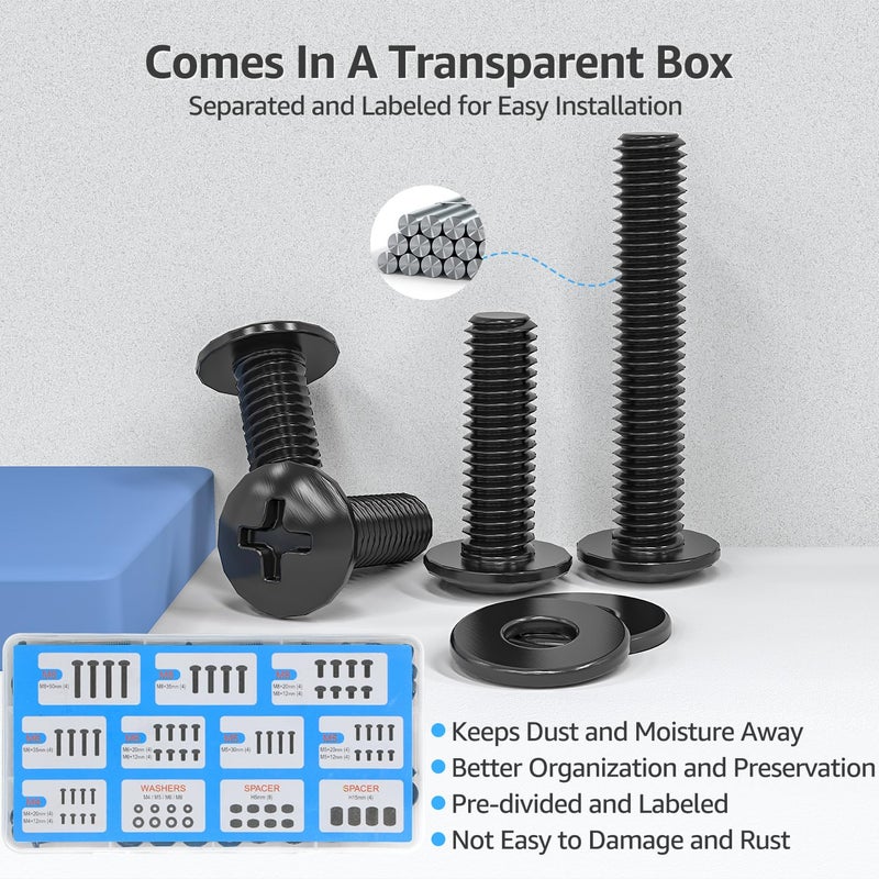 MOUNTUP Universal TV Mounting Hardware Kit Fits Most LED LCD OLED 4K TVs, Includes M4 M5 M6 M8 TV Screws, Spacers, Washers for TVs/Monitor Mounting up to 80 inches, MU0041 - Image 3