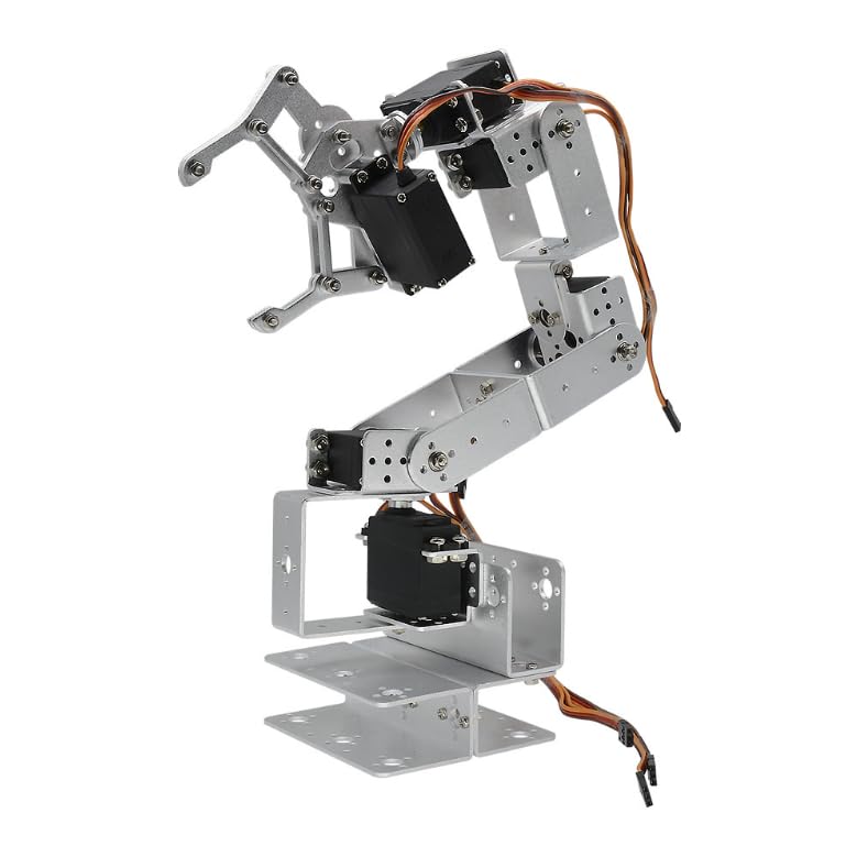 diymore Robotic Arm Kit Silver ROT3U 6DOF Aluminium Robot Arm Mechanical Robotic Clamp Claw Kits No Soldering Required (Unassembled Parts Without Servos) - Image 3