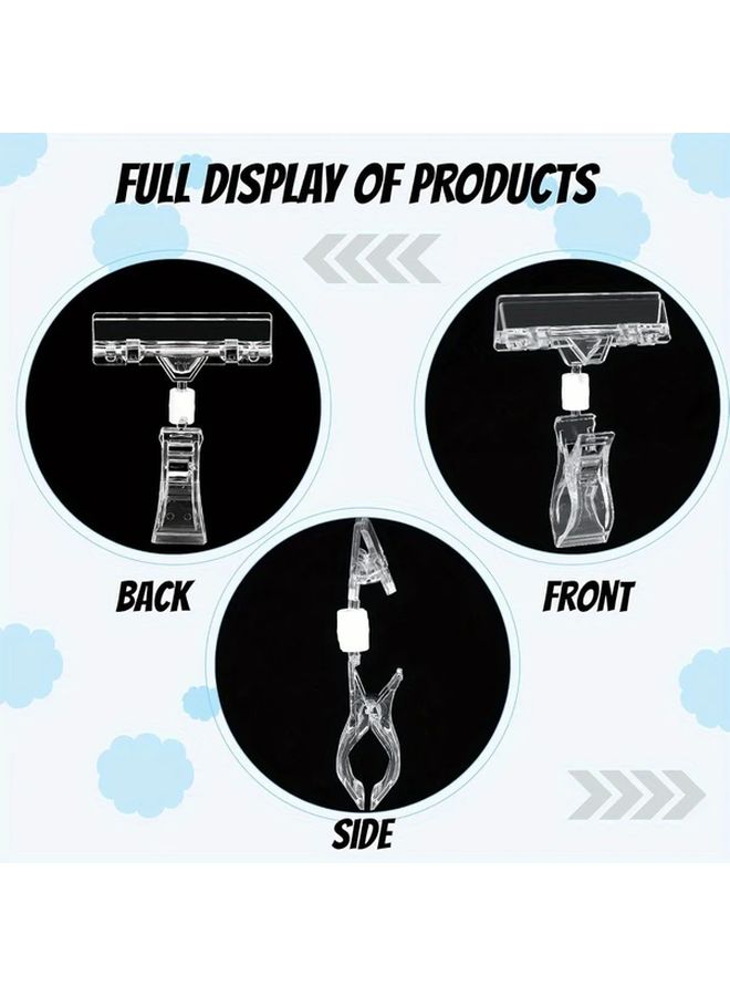 20pcs Clear Rotatable Plastic Sign Clips 360 Degree Adjustable Double Sided Display Holders - Image 5