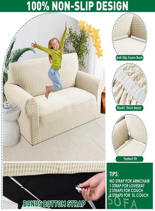 MAXIJIN Stretch Sofa Chair Slipcovers with Arms (31"-46 Washable Chair Cover Armchair with Non-Slip Foam & Elastic Bottom, Dog Cat Pet Friendly Furniture Protector (Small, Beige) - Image 3