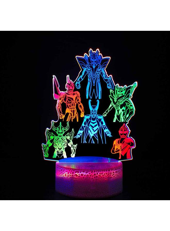 الأزرق جي دبليو 3D ليلة ضوء الكرتون الرسوم المتحركة ديناميكي ثلاثة ألوان مصباح السرير الاكريليك التحكم عن بعد مصباح طاولة LED الإبداعي - Image 1