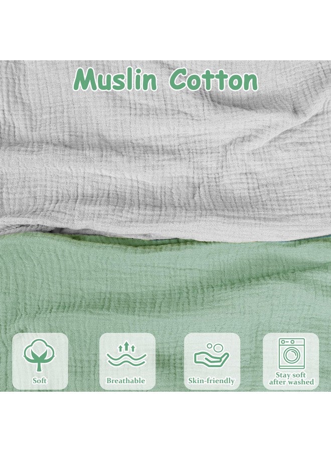 Hooyax Muslin Nursing Pillow Covers 2 Pack, Soft and Breathable Nursing Covers for Breastfeeding Pillows, Adorable Infant Feeding Pillow slipcover for Baby Boy and Girls (Green Gray)