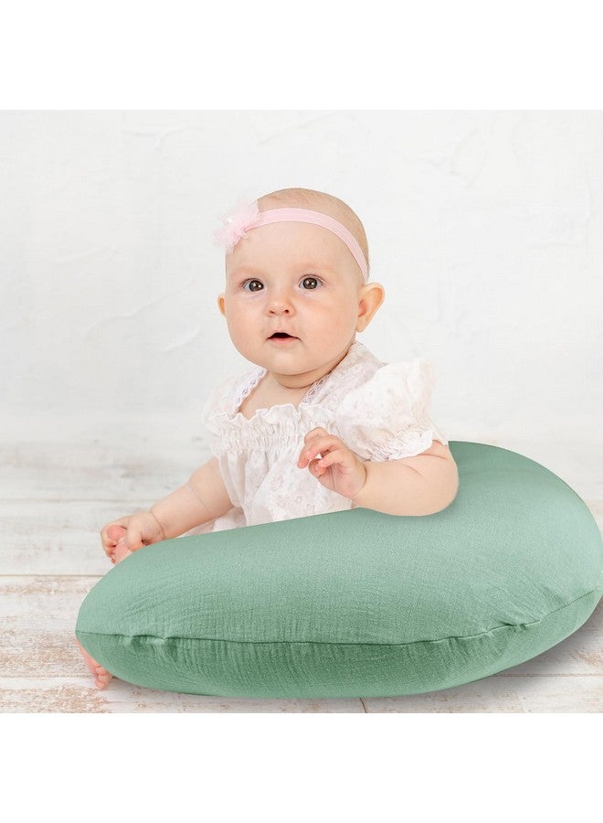 غطاء وسادة الرضاعة من Hooyax Muslin، قطعتان، أغطية رضاعة ناعمة وجيدة التهوية، غطاء وسادة رضاعة لطيف للأطفال الذكور والإناث (أخضر ورمادي) - Image 3