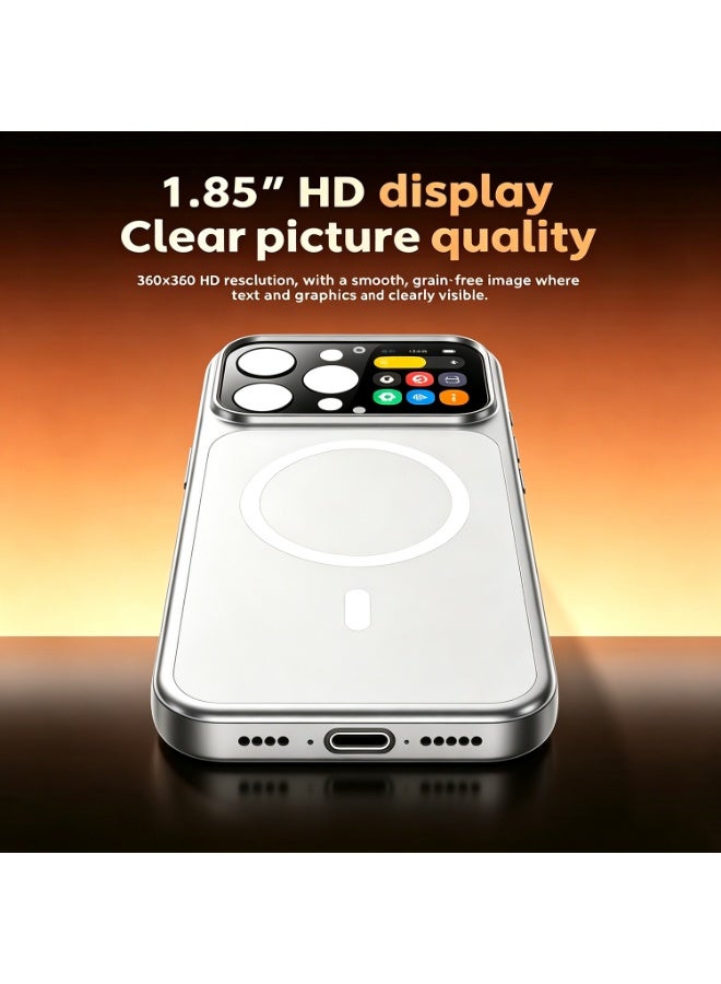 افظة هاتف محمول، حافظة هاتف محمول iPhone 16 Pro Max، شاشة عالية الدقة مقاس 1.85 بوصة، مع معاينة في الوقت الفعلي، معرف المتصل، مع التقاط صور قابلة للتخصيص على الشاشة وغطاء واقي شفاف بنفس الشاشة - Image 4
