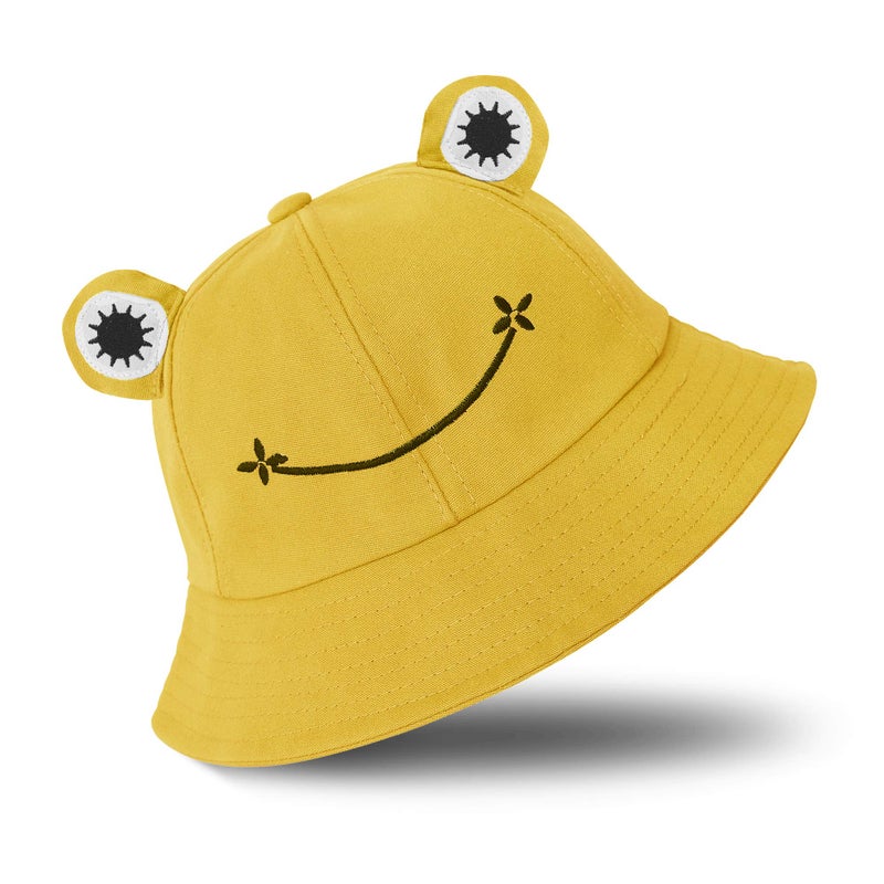 SAOROPEB Frog Hat for Adult Teens, Cute Bucket Hat, Cotton Funny Fisherman Men Women Yellow - Image 1
