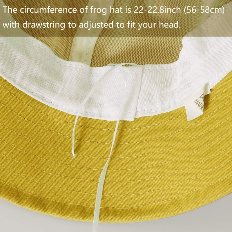 SAOROPEB Frog Hat for Adult Teens, Cute Bucket Hat, Cotton Funny Fisherman Men Women Yellow - Image 5