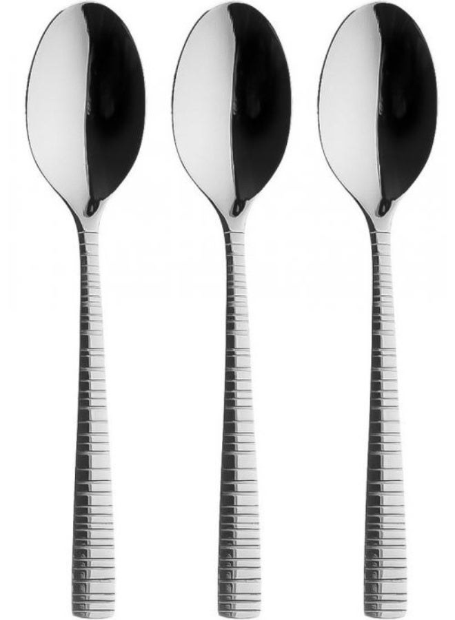 سولا طقم ملاعق شاي 3 قطع، ستانلس ستيل مقاوم للصدأ، تصميم منقوش، جودة هولندية – فضي