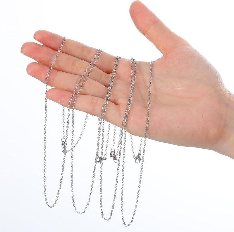 AojSup 100 Pcs Necklace Chain Bulk for Jewelry Making, Stainless Steel Necklace Chains Silver Cable Chain 19.7 Inch, Thin Necklaces Chains for DIY Pendant Choker Anklet Crafting, Tarnish Resistant Unisex - Image 4