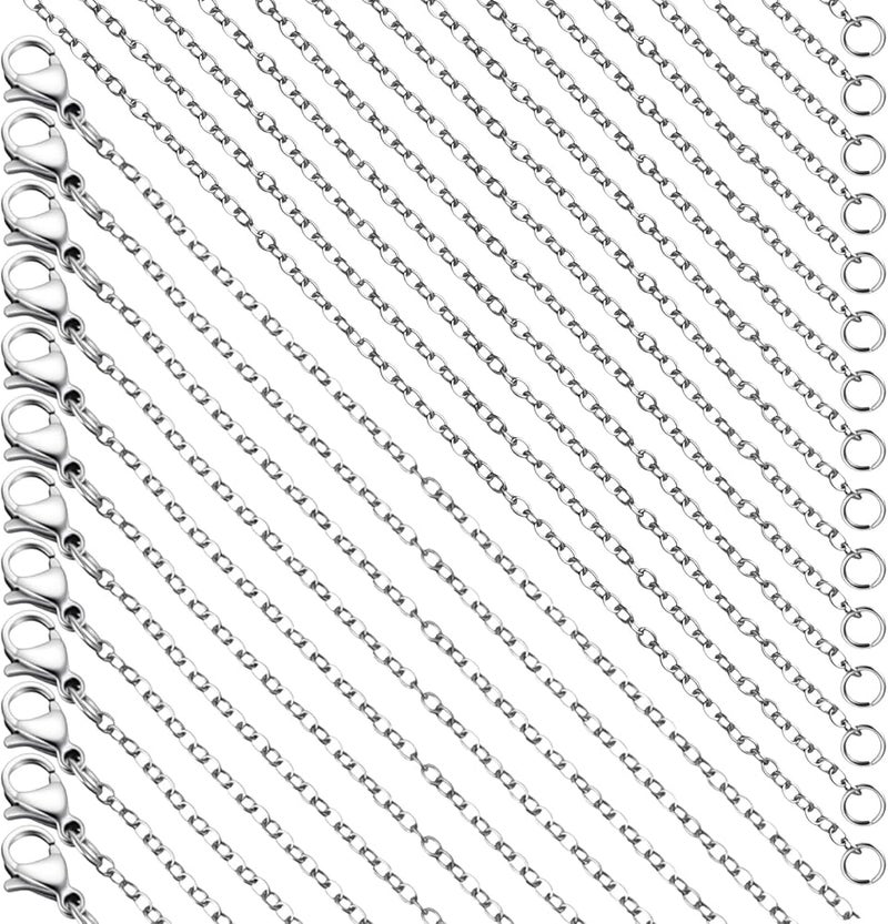 AojSup 100 Pcs Necklace Chain Bulk for Jewelry Making, Stainless Steel Necklace Chains Silver Cable Chain 19.7 Inch, Thin Necklaces Chains for DIY Pendant Choker Anklet Crafting, Tarnish Resistant Unisex - Image 1