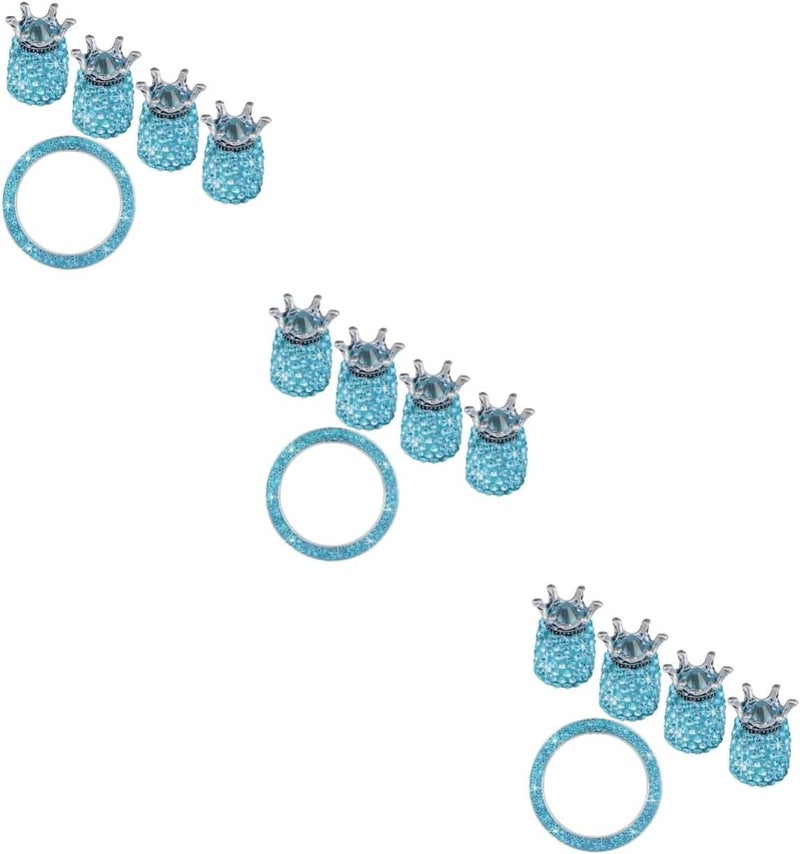 FAVOMOTO 15pcs Rhinestone Car Start Key Ignition Button Tire Valve Stem Caps Set Sparkling Accessories for Car Interior Easy to Install - Image 1