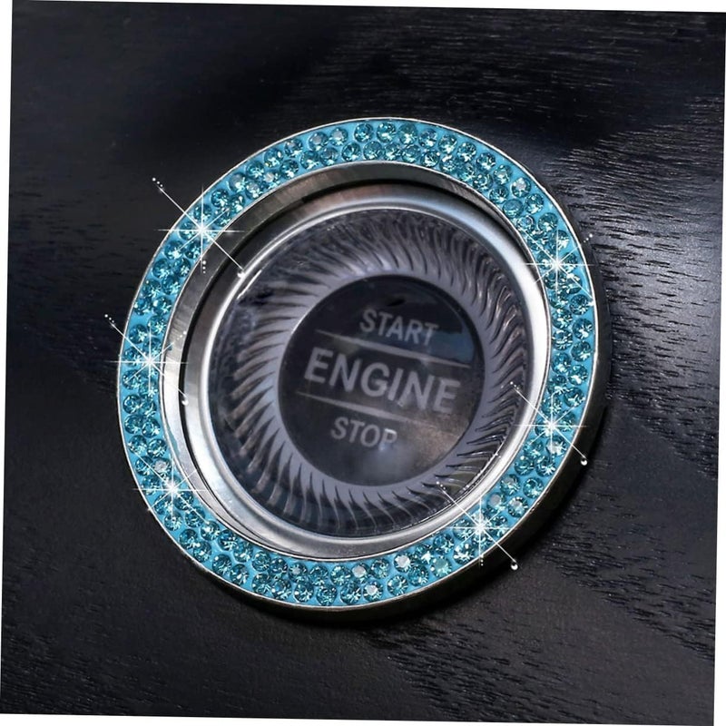 FAVOMOTO 15pcs Rhinestone Car Start Key Ignition Button Tire Valve Stem Caps Set Sparkling Accessories for Car Interior Easy to Install - Image 4