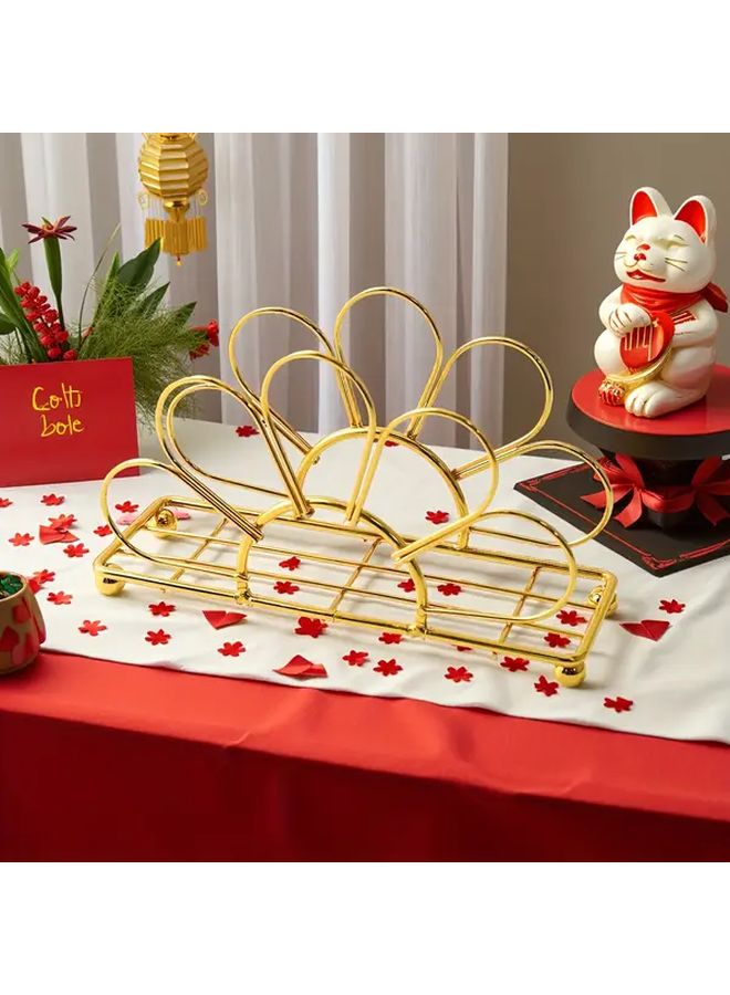 حامل مناديل معدني ذهبي مزهر صندوق مناديل مربع للطعام مطبخ حفلة - Image 1