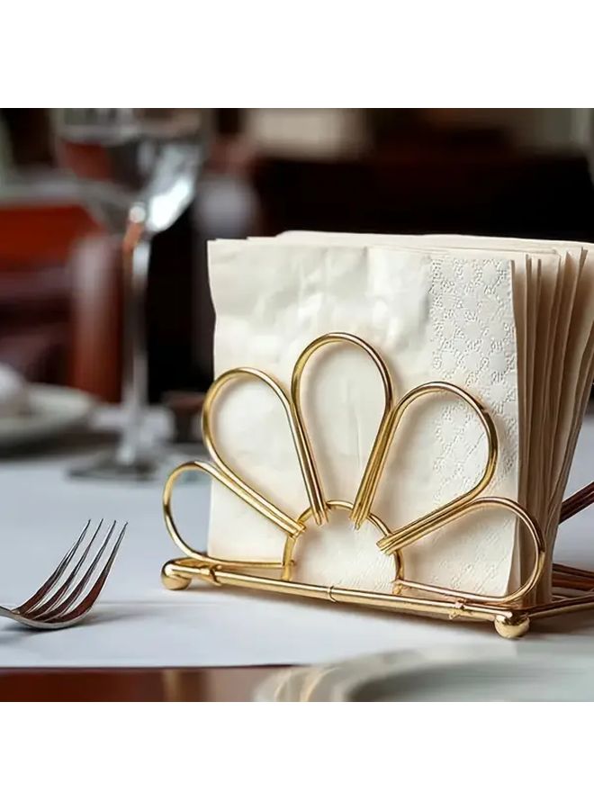 حامل مناديل معدني ذهبي مزهر صندوق مناديل مربع للطعام مطبخ حفلة - Image 2