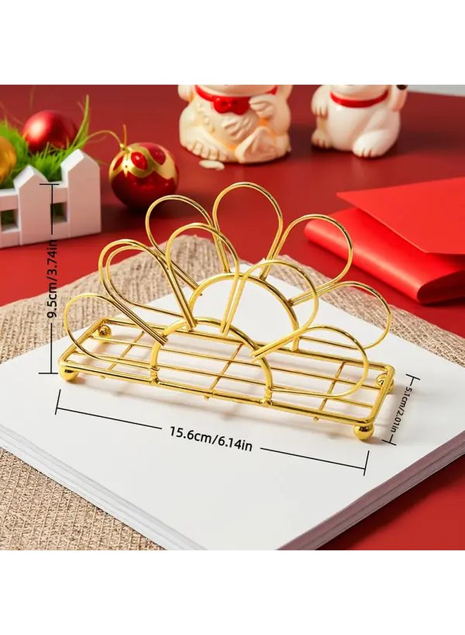 حامل مناديل معدني ذهبي مزهر صندوق مناديل مربع للطعام مطبخ حفلة - Image 4