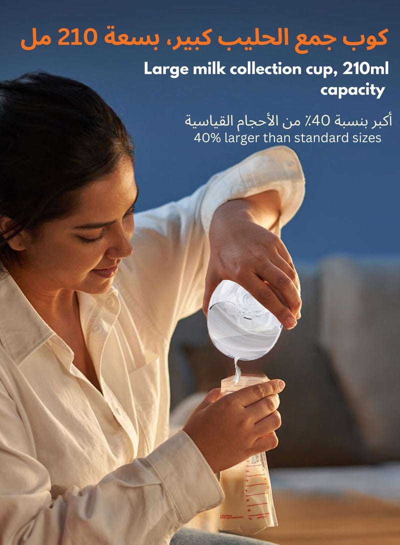 LuneEnfant 2 PCs Portable Wearable Electric Breast Pump, Anti-Reflux Design, Large Battery Capacity, 4 Modes and 12 Gears+20Milk Storage Bags - Image 4