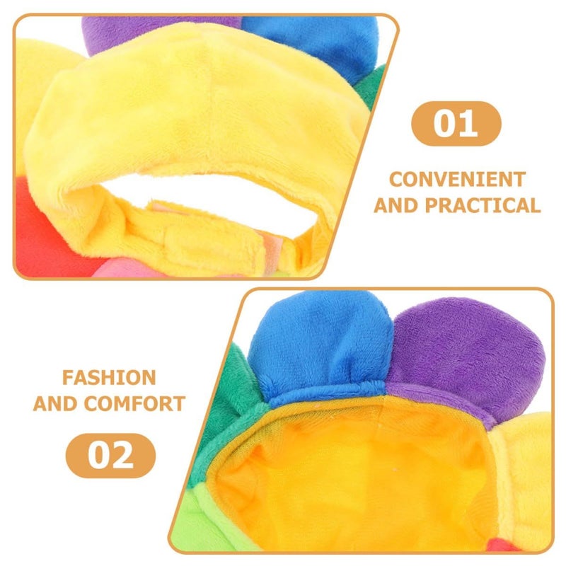 2pcs Sunflower Pattern Cat Hat Plush Flower Shaped Pet Headwear Wear Resistant Puppy Cap Costume Accessories For Cats And Small Dogs - Image 4