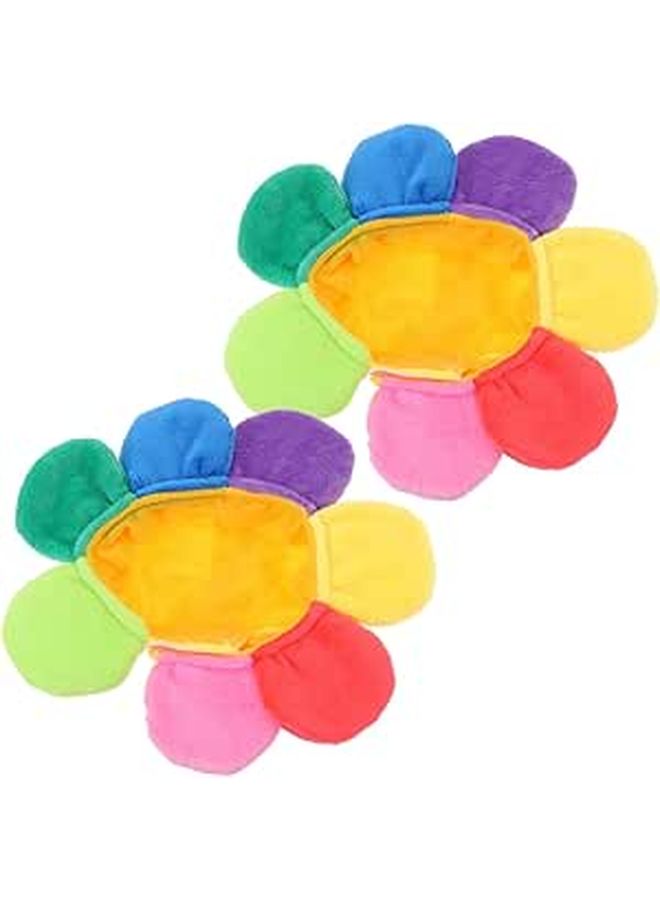2pcs Sunflower Pattern Cat Hat Plush Flower Shaped Pet Headwear Wear Resistant Puppy Cap Costume Accessories For Cats And Small Dogs - Image 1