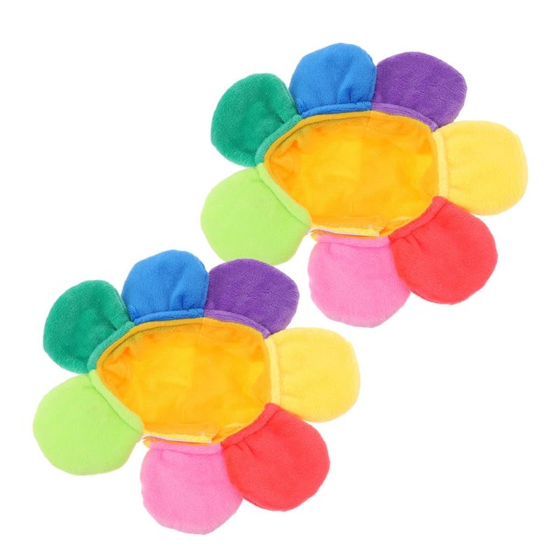 2pcs Sunflower Pattern Cat Hat Plush Flower Shaped Pet Headwear Wear Resistant Puppy Cap Costume Accessories For Cats And Small Dogs - Image 2
