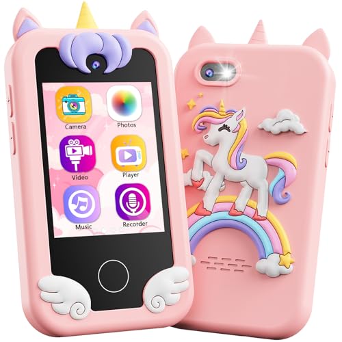 KOKODI Kids Smart Phone Toys Birthday Gifts Unicorn Toddler Play Phone for Girls 310 Touchscreen HD Dual Camera Cell Phones for Kids Travel Toys Preschool Learning Toy for Kid with 8GB SD Card - Image 1