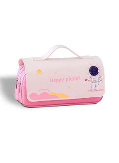Party Propz Party Propz Polyester Space Pencil Pouch for Kids Pink Pencil Case Space Theme Astronaut Pencil Pouch Planet Theme Pencil Case for School Kids School Pouch for Boys Girls Large Two Compartment Pouch  - Image 1