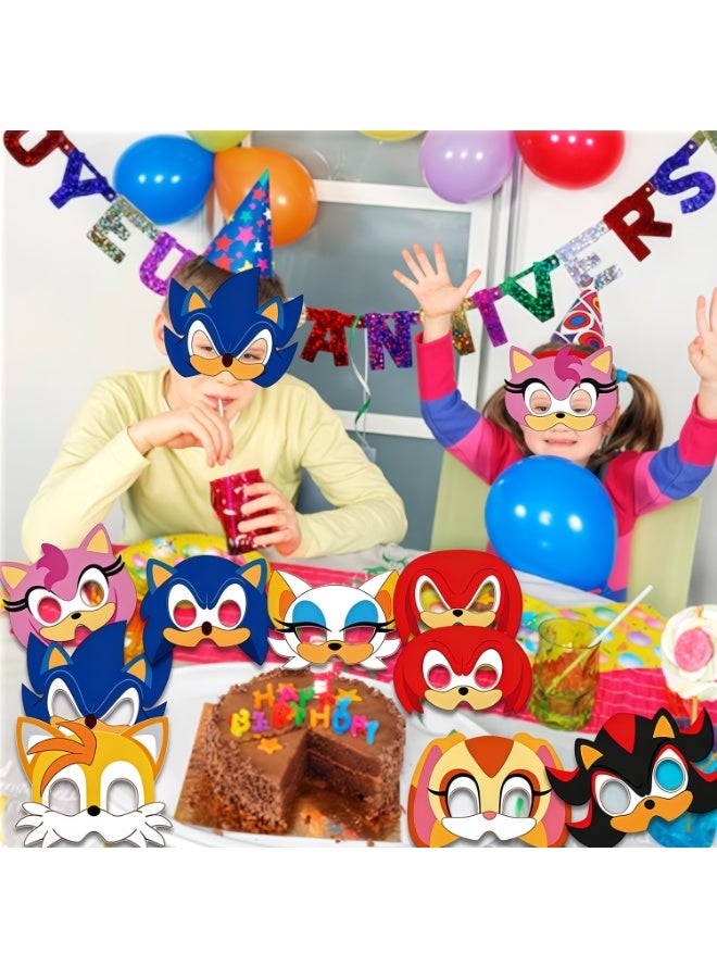 Sonic Paper Masks for Kids Party – 12pcs Speed Hero Masks for Birthday Party Favors Dress-Up Photo Booth Props Classroom Events & Cartoon-Themed Celebrations for Sonic Party Decorations - Image 5