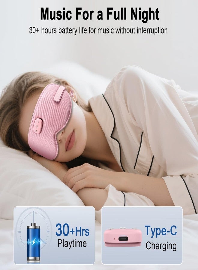 PEFUPEW 3D Sleep Mask with Bluetooth Headphones, Sleeping Earbuds with HD Mic, Sleep Eye Mask for Side, Zero Eye Pressure, Blackout Eye Mask for Sleep Travel, Elastic Band Eye Masks, for Men Women Gifts,Pink - Image 4