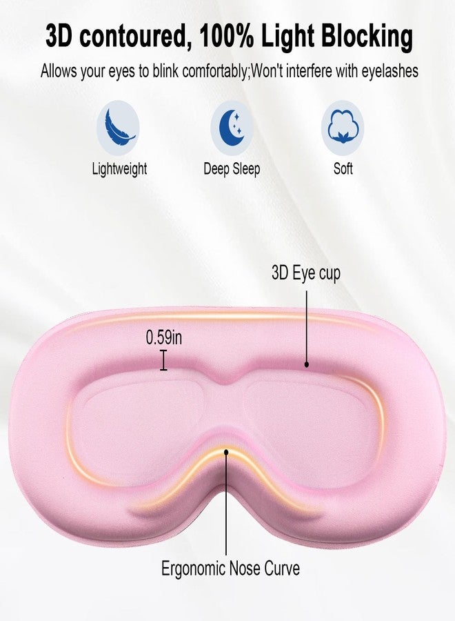PEFUPEW 3D Sleep Mask with Bluetooth Headphones, Sleeping Earbuds with HD Mic, Sleep Eye Mask for Side, Zero Eye Pressure, Blackout Eye Mask for Sleep Travel, Elastic Band Eye Masks, for Men Women Gifts,Pink - Image 2