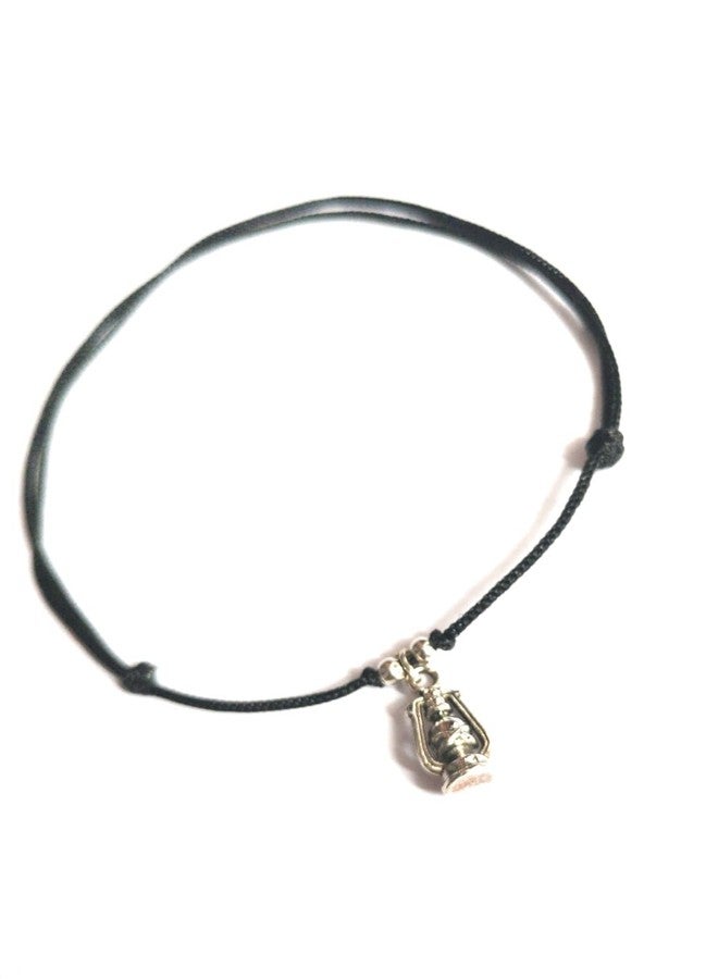 Jyokrish Handmade Adjustable Simple Black Thread twisted Hanging Lantern anklet For Women | girls | Nazariya |Payal | Nazar Battu |Free Size |Pair of 1 - Image 3