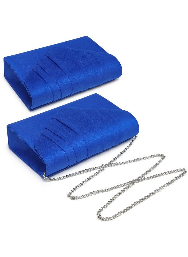 DASEIN Womens Evening Bag Velvety Pleated Envelope Clutch Handbag Wedding Party Bridal Purse (Blue) - Image 3