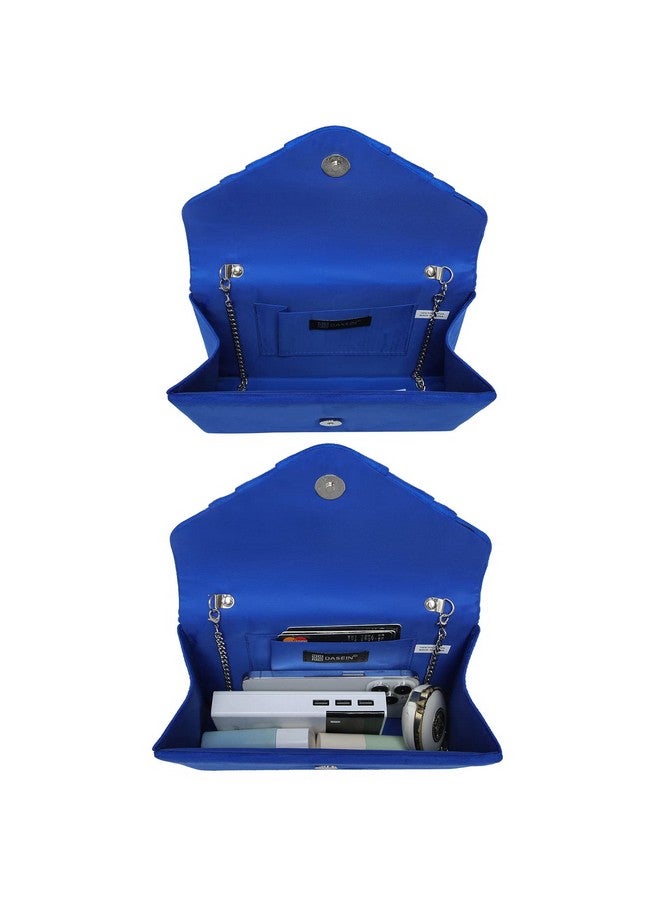 DASEIN Womens Evening Bag Velvety Pleated Envelope Clutch Handbag Wedding Party Bridal Purse (Blue) - Image 5